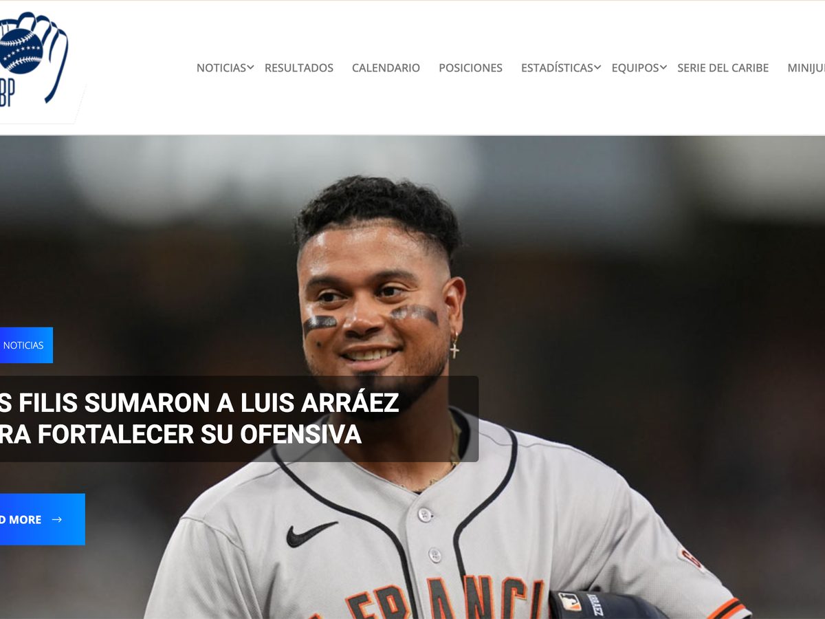 Captura del sitio Liga Venezolana de Béisbol Profesional