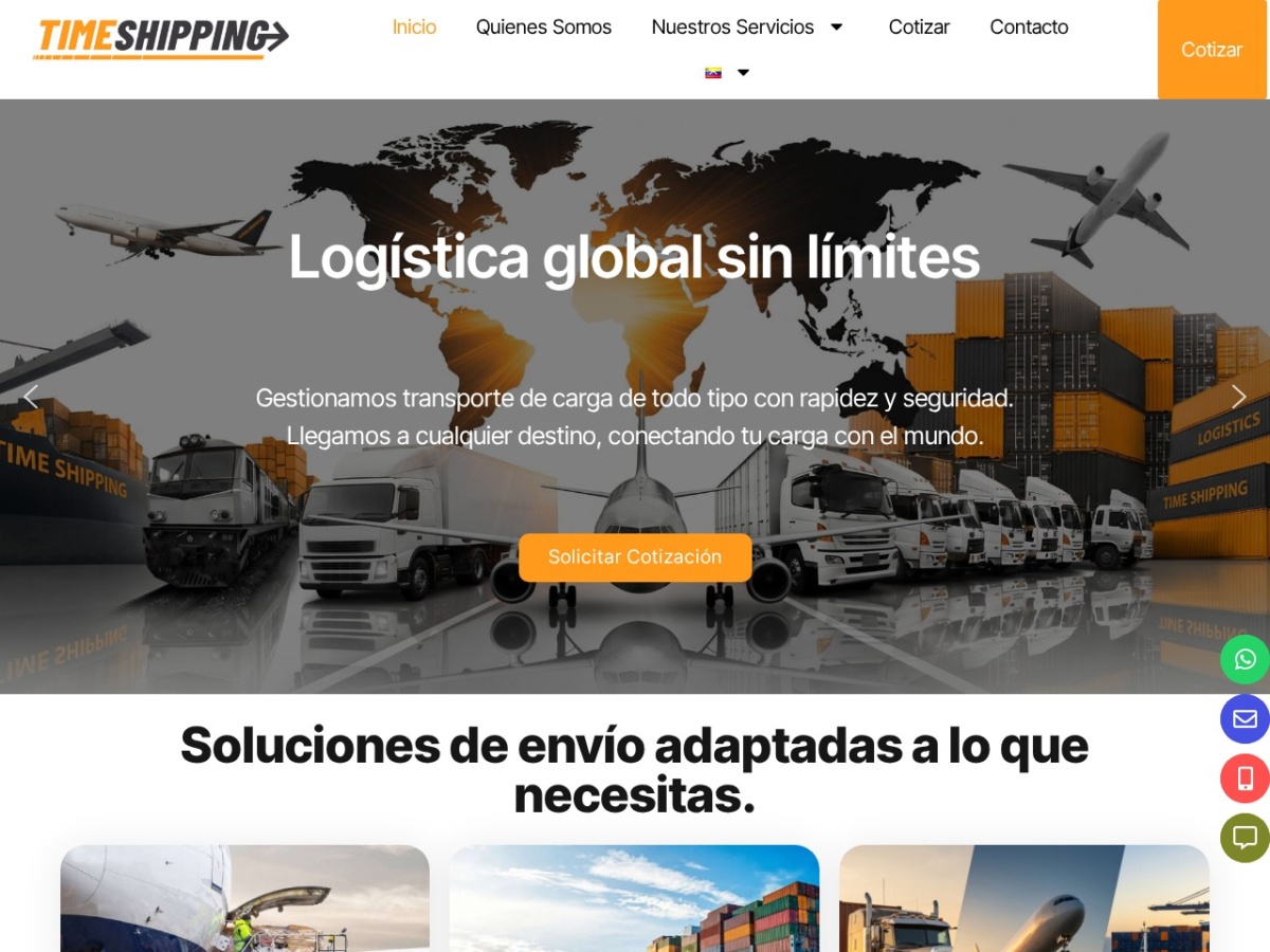 Captura del sitio Time Shipping